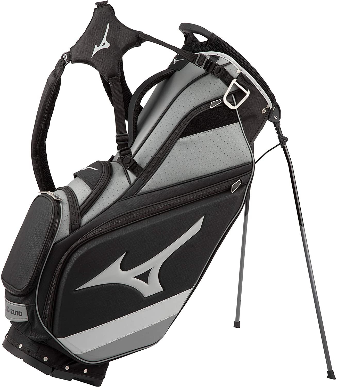 Mizuno 2021 Tour 14-Way Stand Bag, Black-Charcoal