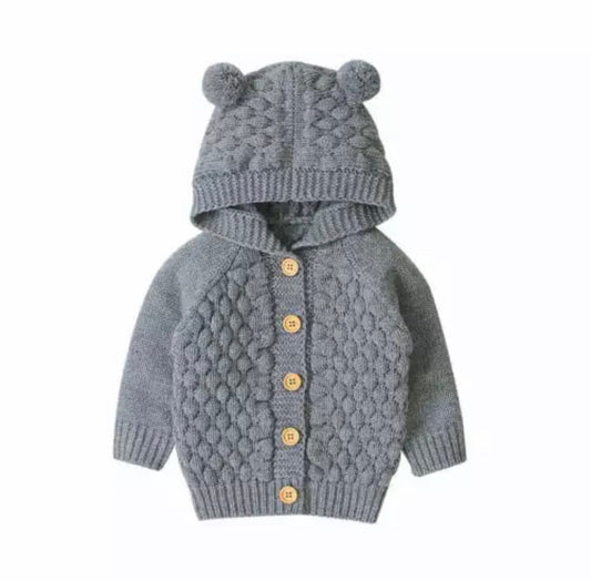 Bear Knit Cardigan | Charcoal