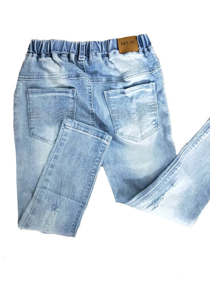 MLW By Design - Distressed Light Wash Denim Jeans